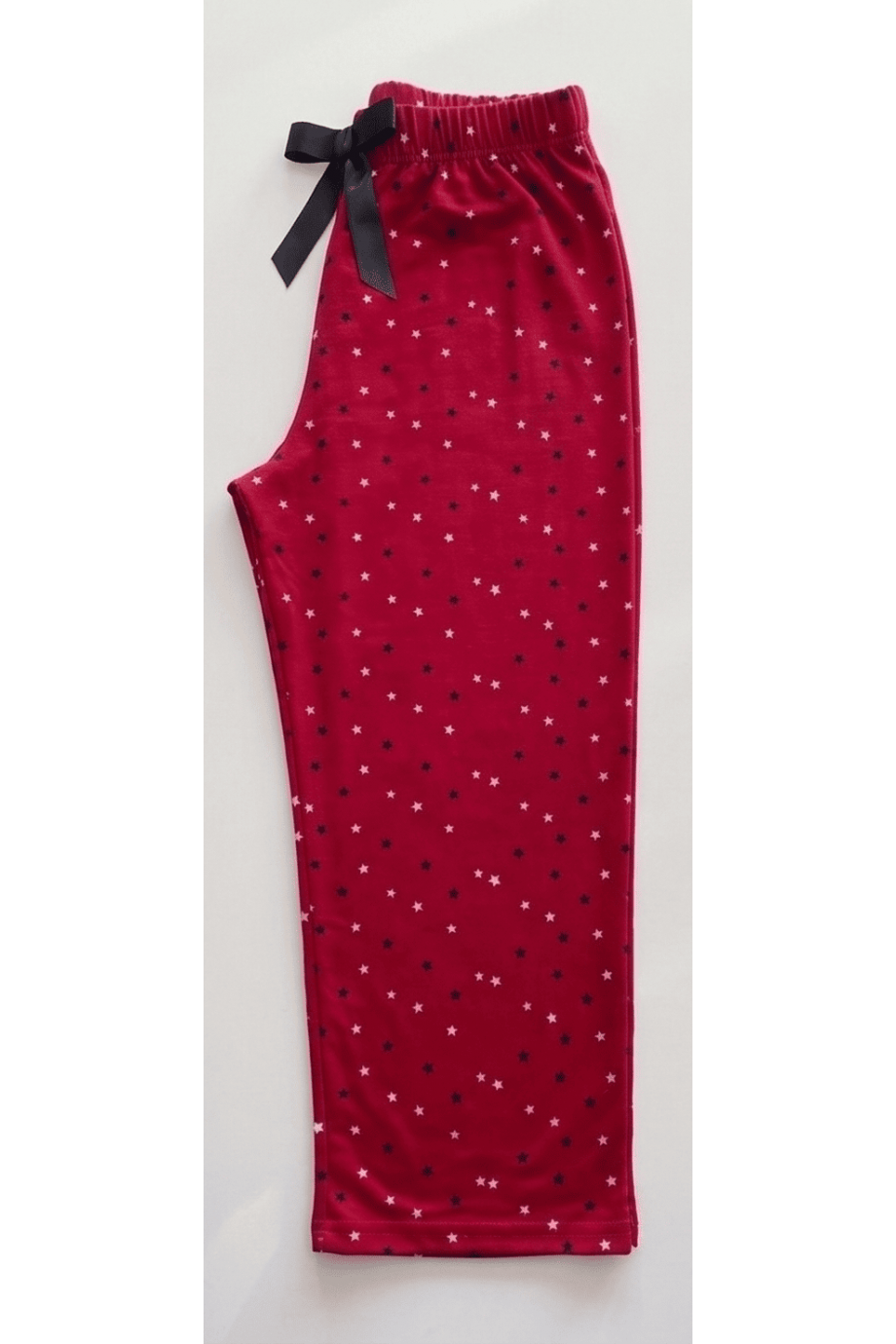 Viskon Kırmızı Yıldız Desenli Kadın Pijama Altı - Ayakta Görünüm | Linay Butik Kadın Ev Giyimi